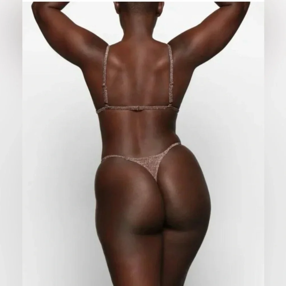 SKIMS Glitter Swim String Thong ~ Sienna ~ 4X ~ NWT!